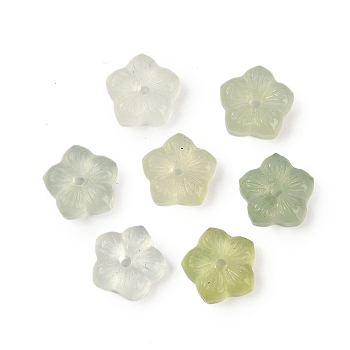 Natural Xiuyan Jade Carved Beads, Flower, 9.5x10x3mm, Hole: 1.4mm