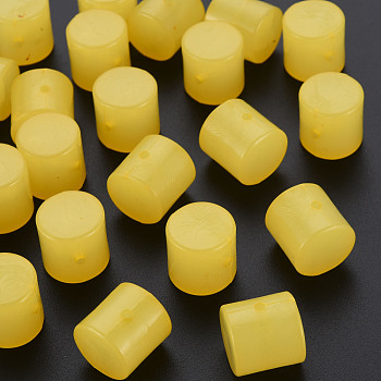 Imitation Jelly Acrylic Beads, Column, Yellow, 14.5x14.5mm, Hole: 1.8mm, about 200pcs/500g