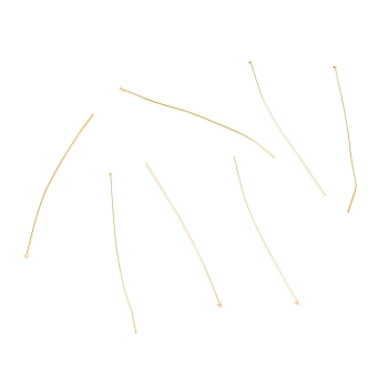 Brass Flat Head Pins, Long-Lasting Plated, Real 18K Gold Plated, 51x0.5mm, 24 Gauge, Head: 1.5mm