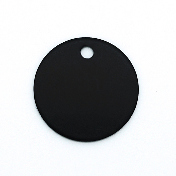 Colored Aluminum Pendants, Laser Cut, Double Sided Dog Pet Name Phone Number ID Tag Charm, Flat Round, Black, 30x1mm, Hole: 3.5mm