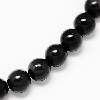 Natural Obsidian Round Beads Strands, 10mm, Hole: 1.2~1.3mm, about 38pcs/strand, 15''(38.1cm)