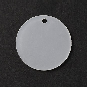 Transparent Acrylic Pendants, Flat Round, Clear, 32x1.5mm, Hole: 2.5mm
