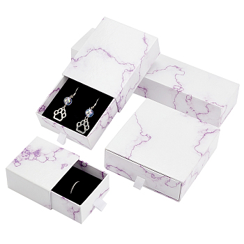 PandaHall Elite 4Pcs 4 Styles Cardboard Paper Necklace Boxes, Gift Packaging Boxes, Lilac, 1pc/style