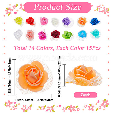 210Pcs 14 Colors 3D Foam Rose Ornament Accessories(DIY-CP0008-68)-2
