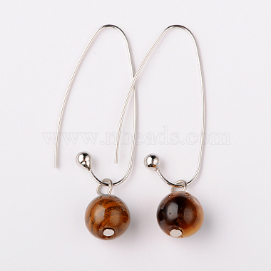 Natural Gemstone Round Bead Earrings(EJEW-JE01150)-2