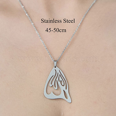 201 Stainless Steel Hollow Butterfly Wing Pendant Necklace(NJEW-OY002-01)-3