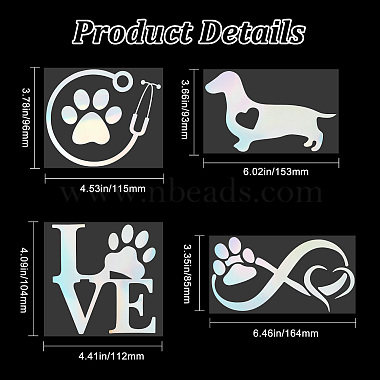 8 Sheets 4 Style Infinity Love & Bird Laser Style Plastic Adhesive Car Stickers(STIC-GF0001-04A)-2