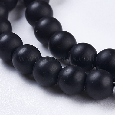Chapelets de perles en pierre noire synthétique(G-R345-6mm-38-1)-3