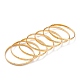 7Pcs Women's Simple Fashion Textured Vacuum Plating 304 Stainless Steel Stackable Bangles(BJEW-O182-07G)-2