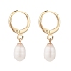 Natural Pearl Beads Drop Huggie Hoop Earrings for Women(X-EJEW-JE04757-03)-1