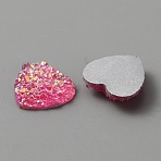 Druzy Resin Cabochons, DIY for Earrings & Bobby pin Accessories, Heart, Deep Pink, 12x12.5x3.5mm(RESI-WH0026-84)