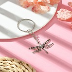 Insect Theme Alloy Keychain, with Iron Ring, Dragonfly, 7.4cm(KEYC-YW00053-01)