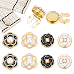 8Pcs 4 Styles Alloy Cufflinks, with Resin Enamel Flower, Mixed Color, 18~20mm, 2pcs/style(HJEW-PH02558)