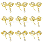 10Pcs Rack Plating Brass Pave Clear Cubic Zirconia Bowknot Connector Charms, Long-Lasting Plated, Lead Free & Cadmium Free, Real 18K Gold Plated, 14x21.5x3.5mm, Hole: 1.4mm(KK-SC0006-74)
