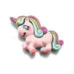 Unicorn Opaque Resin Decoden Cabochons, for Jewelry Making, Pink, 24.5x31.5x7.5mm(CRES-F034-03)