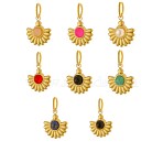 304 Stainless Steel & Natural Gemstone Beaded Charms, Flower, Ion Plating(IP), Real 14K Gold Plated, 12x14mm(STAS-OY009-30G)