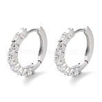Brass Micro Pave Clear Cubic Zirconia Hoop Earrings, Ring, Real Platinum Plated, 14x1.5x14.5mm(EJEW-C121-03P)