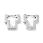 Tarnish Resistant 304 Stainless Steel Huggie Hoop Earrings for Women, with 316 Stainless Steel Pins, Stainless Steel Color, 13.5x3x14mm(EJEW-C096-17P)