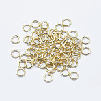 Brass Open Jump Rings, Round, Long-Lasting Plated, Nickel Free, Real 18K Gold Plated, 21 Gauge, 4x0.7mm, Inner Diameter: 2.6mm, about 1400pcs/bag, about 50g/bag(KK-G331-08-4x0.7-NF)