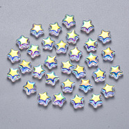 Transparent Spray Painted Glass Beads, AB Color Plated, Star, Clear AB, 8x8.5x4mm, Hole: 1mm(GLAA-R211-04-G05)