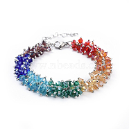 Glass Beads Bracelets, with 304 Stainless Steel Lobster Claw Clasps, Heart chain extender and Cardboard Jewelry Set Box, Colorful, 7-1/2 inch(19cm), 13mm(BJEW-JB04406)
