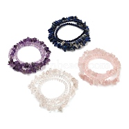 Three Loops Stretch Wrap Bracelets, with Natural Gemstone Beads, Round & Chip, 22.04 inch(56cm)(BJEW-JB05530)