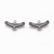 304 Surgical Stainless Steel Pendants, Eagle, Antique Silver, 13x25x2mm, Hole: 1.6mm(STAS-P225-107AS)