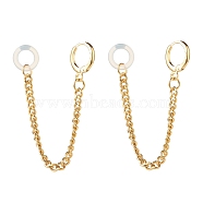 Anti-Lost Earring for Wireless Earphone, Huggie Hoop Earrings with Hanging Chain for Women, Real 18K Gold Plated, 98mm, Pin: 0.8mm(EJEW-JE04781)
