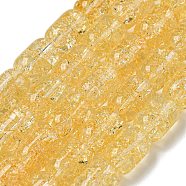 Transparent Crackle Glass Beads Strands, Column, Gold, 11x8mm, Hole: 1.2mm, about 36pcs/strand, 15.35''(39cm)(GLAA-NH0001-04C)