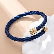 304 Stainless Steel Torque Bangles for Women Men, Blue, 5/8 inch(1.65cm), Inner Diameter: 2-1/4x2-1/4 inch(5.8x5.55cm)(BJEW-G584-18G-03)