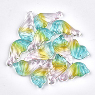 Spray Painted Glass Pendants, Wing, Colorful, 36x18x5.5~6mm, Hole: 1mm(X-GGLA-S041-01G)