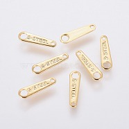 304 Stainless Steel Chain Tabs, Chain Extender Connectors, Golden, 10x3x0.6mm, Hole: 0.8mm and 1.6mm(X-STAS-L234-011G)