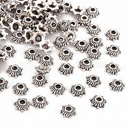 Tibetan Style Zinc Alloy Bead Caps, Cadmium Free & Lead Free, Antique Silver, 5x2mm, Hole: 1mm, about 1000pcs/100g(X-LF0514Y-1-01)