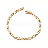 304 Stailess Steel Figaro Chain Bracelets, with Lobster Claw Clasps, Golden, 7-7/8 inch(200mm)(BJEW-N280-03)