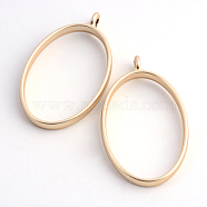 Matte Style Rack Plating Alloy Oval Open Back Bezel Pendants, For DIY UV Resin, Epoxy Resin, Pressed Flower Jewelry, Cadmium Free & Nickel Free & Lead Free, Matte Gold Color, 39x23.8x3.5mm, Hole: 2.8mm, Inner Diameter: 31.2x20.8mm(X-PALLOY-S047-26C-FF)