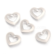 201 Stainless Steel Charms, Laser Cut, Heart, Stainless Steel Color, 9.5x11x0.8mm, Hole: 1.4mm(STAS-H143-04P)