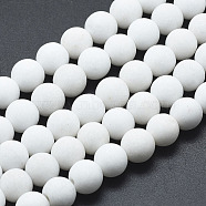Natural Mashan Jade Beads Strands, Dyed, Frosted, Round, White, 4mm, Hole: 1mm, about 99~100pcs/strand, 16 inch(G-K245-01J-4mm)