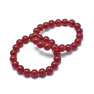 Natural Jade Bead Stretch Bracelets, Round, Dyed, 2-1/8 inch~2-3/8 inch(5.5~6cm), Bead: 8mm(X-BJEW-K212-B-036)