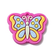 PVC Pendants, DIY Hairpin Accessories for Children, Butterfly, Camellia, 26x31.5x2.5mm, Hole: 2mm(KY-F018-14B)