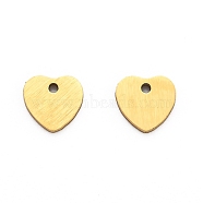 Ion Plating(IP) 304 Stainless Steel Pendants, Stamping Blank Tag, Laser Cut, Double Side Drawbench Effect, Heart, Golden, 5.5x6x1mm, Hole: 1.8mm(STAS-O-133-02H-G)