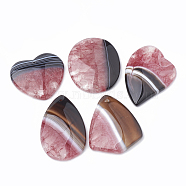 Dyed Natural Crackle Agate Pendants, Mixed Shape, Pale Violet Red, 35~54x33~40x5~6mm, Hole: 1~1.5mm(G-S330-08)