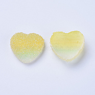 Resin Cabochons, Two Tone, Heart, Champagne Yellow, 15~15.5x16.5~17x7mm(RESI-TAC0002-02F)