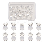 20Pcs 2 Styles Silicone Ear Nuts, Earring Backs, with Brass Findings, Heart, Platinum & Silver, 11.2x6x5.5mm, 10pcs/style(FIND-TA0001-47D)