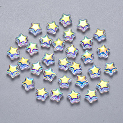 Transparent Spray Painted Glass Beads, AB Color Plated, Star, Clear AB, 8x8.5x4mm, Hole: 1mm(GLAA-R211-04-G05)