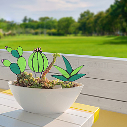 3Pcs 3 Style Stained Acrylic Cactus/Agave Aloe Potted Ornaments, Artificial Cactus for Home Garden Outdoor Indoor Decoration Ornament, Other Plants, 136~175x80~120x2.5~3mm, 1pc/style(DJEW-GL0001-05)