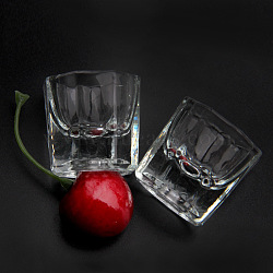 Octagonal Glass Cup, Nail Art Tools, Clear, 3.2x3.3cm(X-MRMJ-Q032-021)