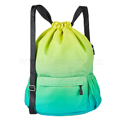 Oxford Cloth Drawstring Waterproof Backpack, Gradient Color Gym Storage Bags Oraganizer, for Fitness, Travel, Rectangle, Green Yellow, 48.5x41x0.5cm(ABAG-WH0032-65B)