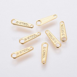 304 Stainless Steel Chain Tabs, Chain Extender Connectors, Golden, 10x3x0.6mm, Hole: 0.8mm and 1.6mm(X-STAS-L234-011G)