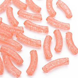 Transparent Crackle Acrylic Beads, Curved Tube, Light Salmon, 32x8x10mm, Hole: 1.6mm, about 330pcs/500g(CACR-S009-001A-N52)