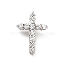 304 Stainless Steel Pendants, with Crystal Rhinestone, Cross Charms, Stainless Steel Color, 16.5x12x5mm, Hole: 4x1.5mm(STAS-K243-37P)